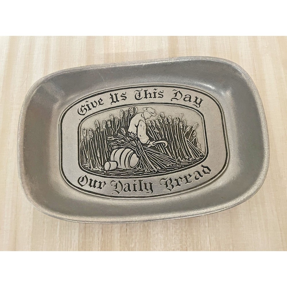 Vintage Wilton Armetale Bread Tray "Give Us This Day Our Daily Bread"